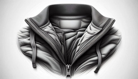 Black leather jacket with zipper on white background. 3d illustration.