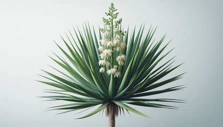 Beautiful yucca plant on white background, vintage tone.の写真素材