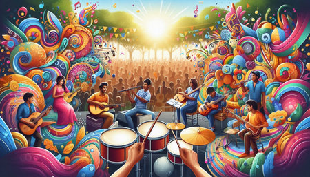 Happy Diwali festival of India background with people playing musical instruments