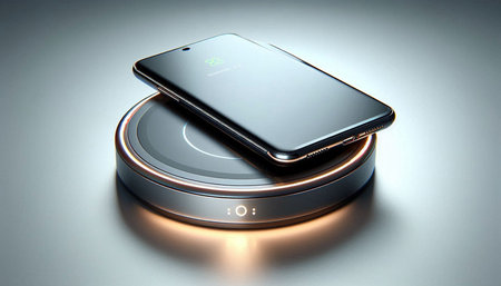 Smartphone with a display on a gray background. 3d rendering