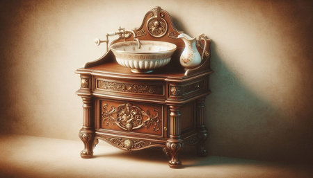 Vintage style image of an old chest of drawers and a vase