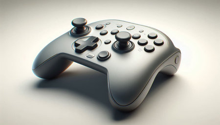 Black gamepad on a white background. 3d render illustration.