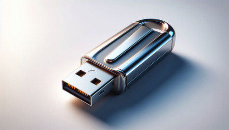 USB flash drive on a white background. 3D rendering. Computer digital drawing.