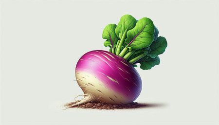 Radish with green leaves on a white background. Vector illustration.の写真素材