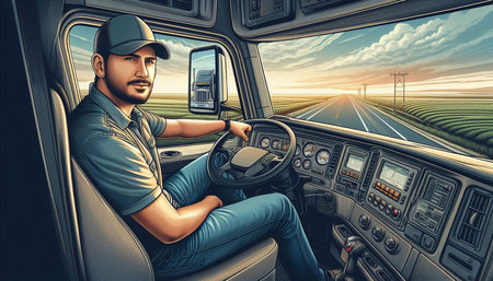 Portrait of a young man in a car. 3d rendering