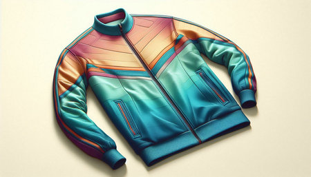 Stylish blue and orange jacket on white background. 3D illustration