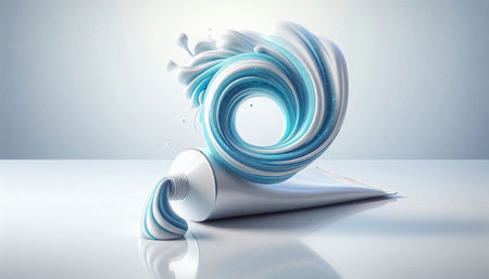 3d rendering of a white tube with blue flowing liquid in it
