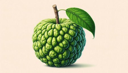 Custard apple on a white background. 3D illustration.