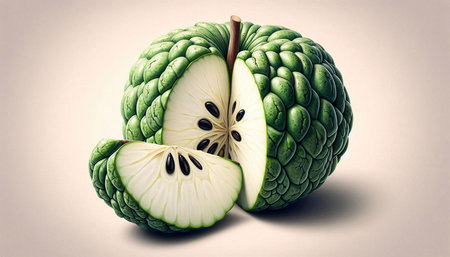 Custard apple isolated on white background. 3D illustration.