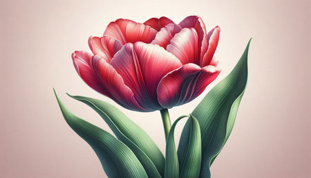 Tulip flower on a light background. Toned image.の写真素材