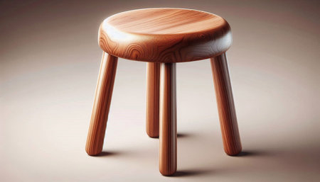 Wooden stool on a brown background. 3D illustration. 3D rendering.