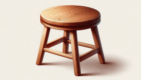 Wooden stool on a white background. 3d render illustration.