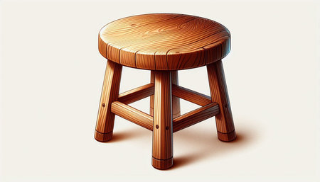 Wooden stool on a white background. 3d rendering. Computer digital drawing.