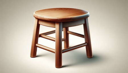Wooden stool on a gray background. 3D illustration. 3D rendering.