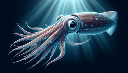 3D Illustration of a Futuristic Cuttlefish or Octopus