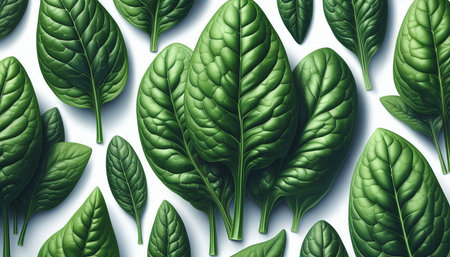Spinach leaves isolated on white background. Realistic vector illustration.の写真素材