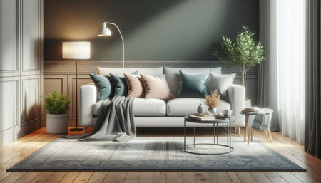 interior with sofa. 3d illustration and 3d rendered image