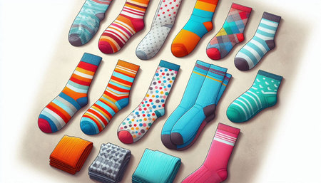 Collection of colorful socks isolated on white background. 3D illustration.