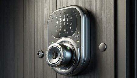 Combination lock on the door, 3d rendering. Computer digital drawing.