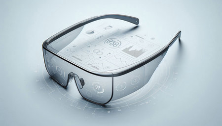 Glasses and smart watch on grey background. 3D rendering.