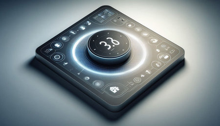 Futuristic control panel with question mark sign. 3D rendering