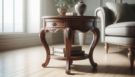 Vintage coffee table in living room. Interior design. 3d renderの写真素材