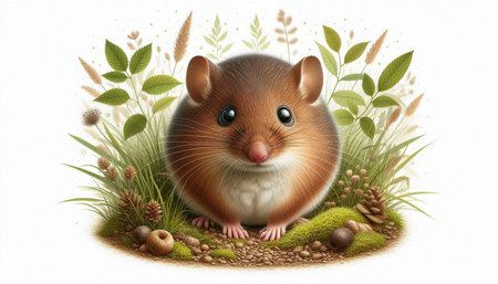 Hamster in the grass on a white background. 3d rendering