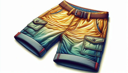 Pair of men's shorts isolated on a white background.