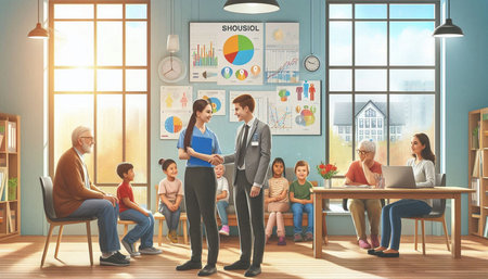 Business people working together in office. Teamwork concept. 3D Rendering