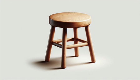 Wooden stool on a white background. 3d rendering, 3d illustrationの写真素材