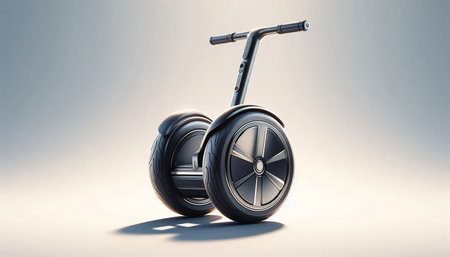 3d rendering of an electric scooter on a gray background.