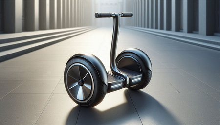 3d rendering of an electric scooter in the hallway of a building