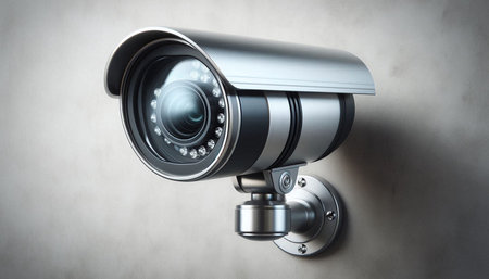 CCTV security camera or surveillance system on concrete wall. 3d illustration