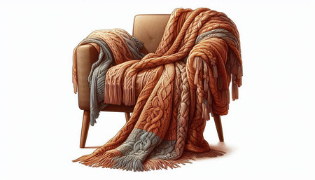 Armchair with a plaid on a white background. 3d renderの写真素材