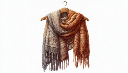 Scarf on hanger isolated on white background. Clipping path included.