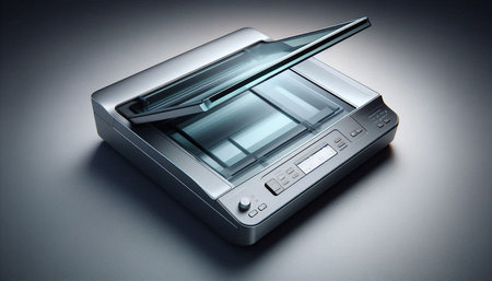 Highly rendering of a modern photocopier on a gray background