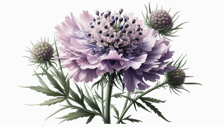 Purple anemone flowers isolated on white background. Watercolor paintingの写真素材