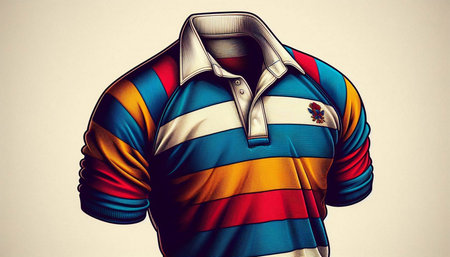 Colorful polo shirt on white background. Toned image.