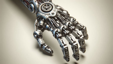 Robot hand close-up on a white background. 3d rendering