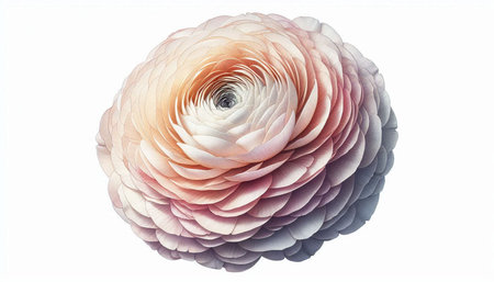 3D illustration of a pink ranunculus flower isolated on white background