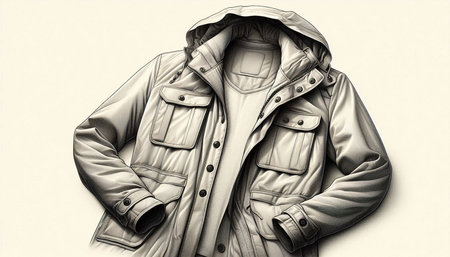 Men's jacket with pockets on a white background. 3d rendering