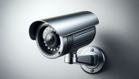 CCTV security camera on gray background. 3d render illustration.