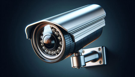 Security camera on a black background. 3d rendering. Computer digital drawing.