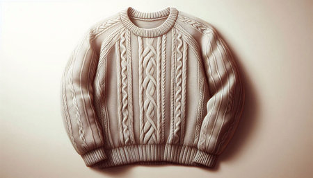 Warm knitted sweater with a pattern on a white background.