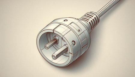 Electric plug on a white background. 3D rendering. Computer digital drawing.