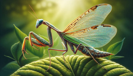 Praying mantis (Mantis religiosa) on a leaf