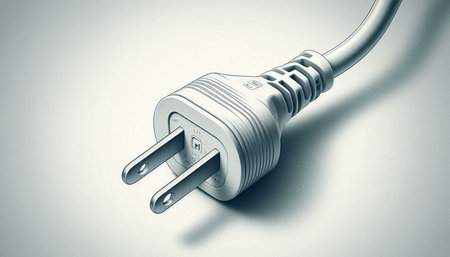 Electrical power plug on white background. 3D illustration. Toned.