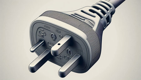Electrical power plug on white background. 3d render illustration.
