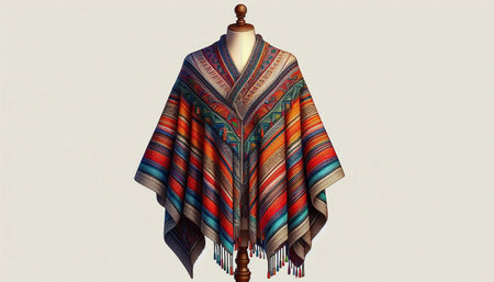 Colorful poncho isolated on a white background. Traditional clothing of the North Caucasus.