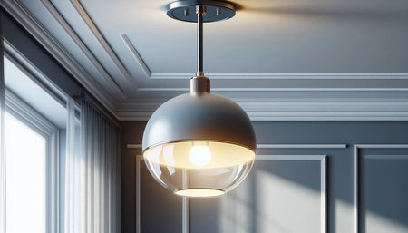 Modern ceiling lamp in classic interior. 3D render. Mock up